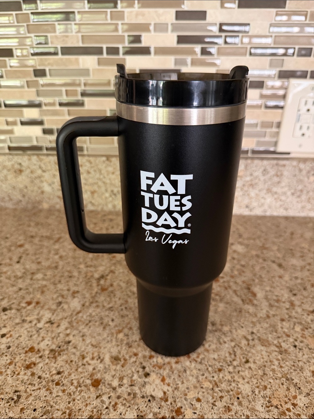 FAT TUESDAY Las Vegas Black Travel Tumbler Mug